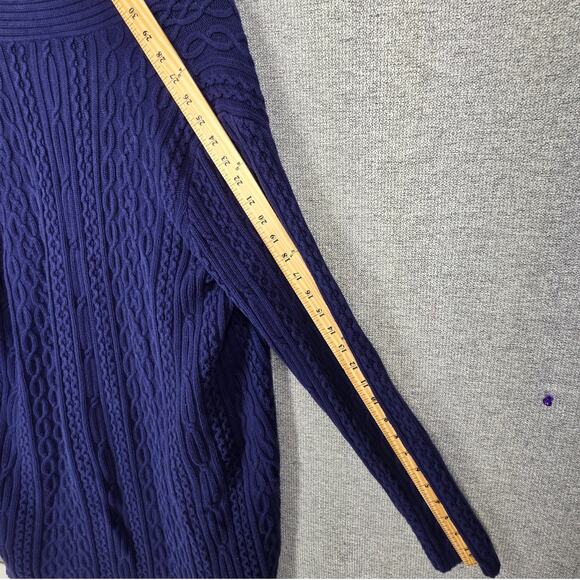 LAUREN RALPH LAUREN WOMEN'S CABLE KNIT CARDIGAN – SIZE L – BLUE – 100% COTTON - Picture 5 of 7